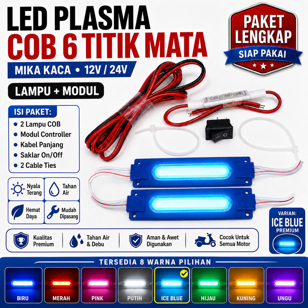 Paket Lampu Kolong Motor Universal Blitz LED Plug and Play Semua Jenis Matic Bebek Sport Warna Ice B