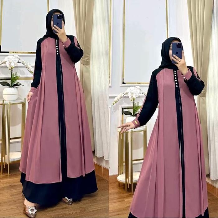 Terlaris Gamis Abaya Mewah Gamis Elegan Simple Wanita / Gamis Lebaran Terbaru 2026 Dress Muslim Dewa