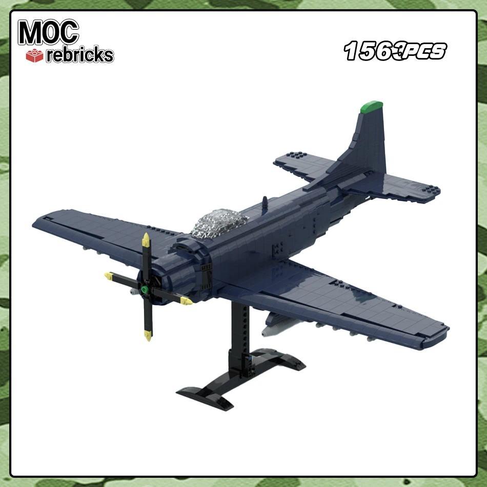Military Series America Navy AD-2 Skyraider Advanced Single Wing Fighter Building Blocks Model Creat