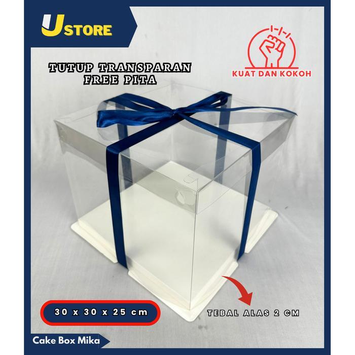 Cake Box Mika Dus Kue Kotak Kue 30x30 cm Tutup Transparant PET KOTAK KADO HANTARAN HAMPERS Gift Box 