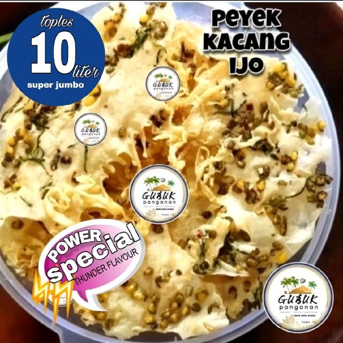 PROMO  peyek kacang tanah/teri / peyek rebon/peyek kacang ijo / peyek rawit toples 10 L super spesia