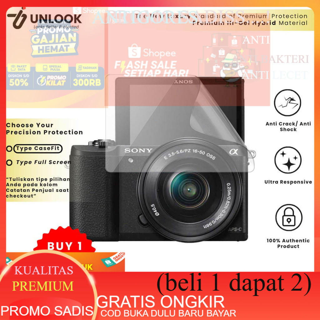 UNLOOK Hi-GEL HYBRID Hydrogel+ Pelindung Lentur for Sony A5100, A5000, A500 DSLR, A450 DSLR, A390L D