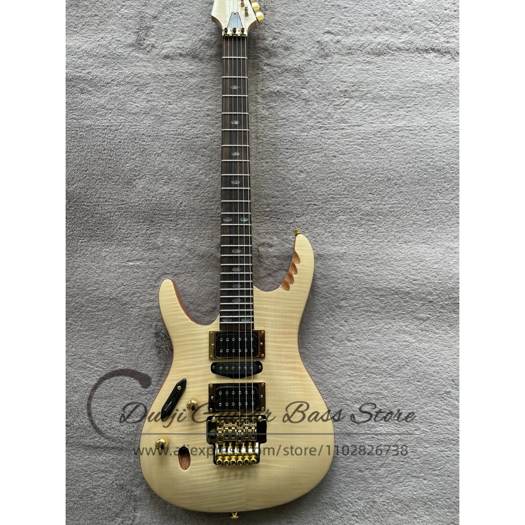 Left Hand  Guitar Natural Wood Neck Electric Guitar Thin Body Tremolo Bridge Rosewood Fretboard Cust