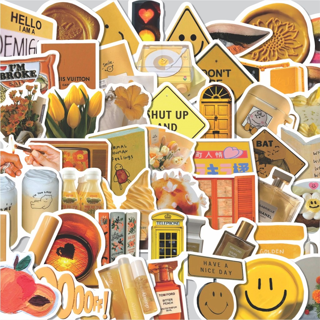 

Stiker Cutting Pack Stiker Aesthetic Retro Yellow Vintage Isi 100Pcs Series Aesthetic Lucu Keren Untuk Koper Bahan Vynil