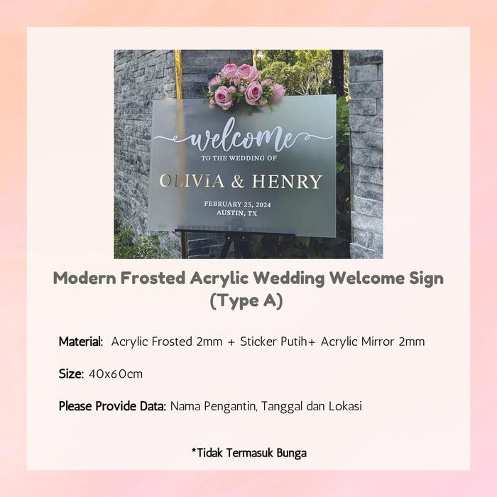 

Welcome Sign Kayu / Dekorasi Lamaran Pernikahan / Wooden Sign / Wedding Sign / Ucapan Selamat Datang Acrylic - TYPE A, 40x60