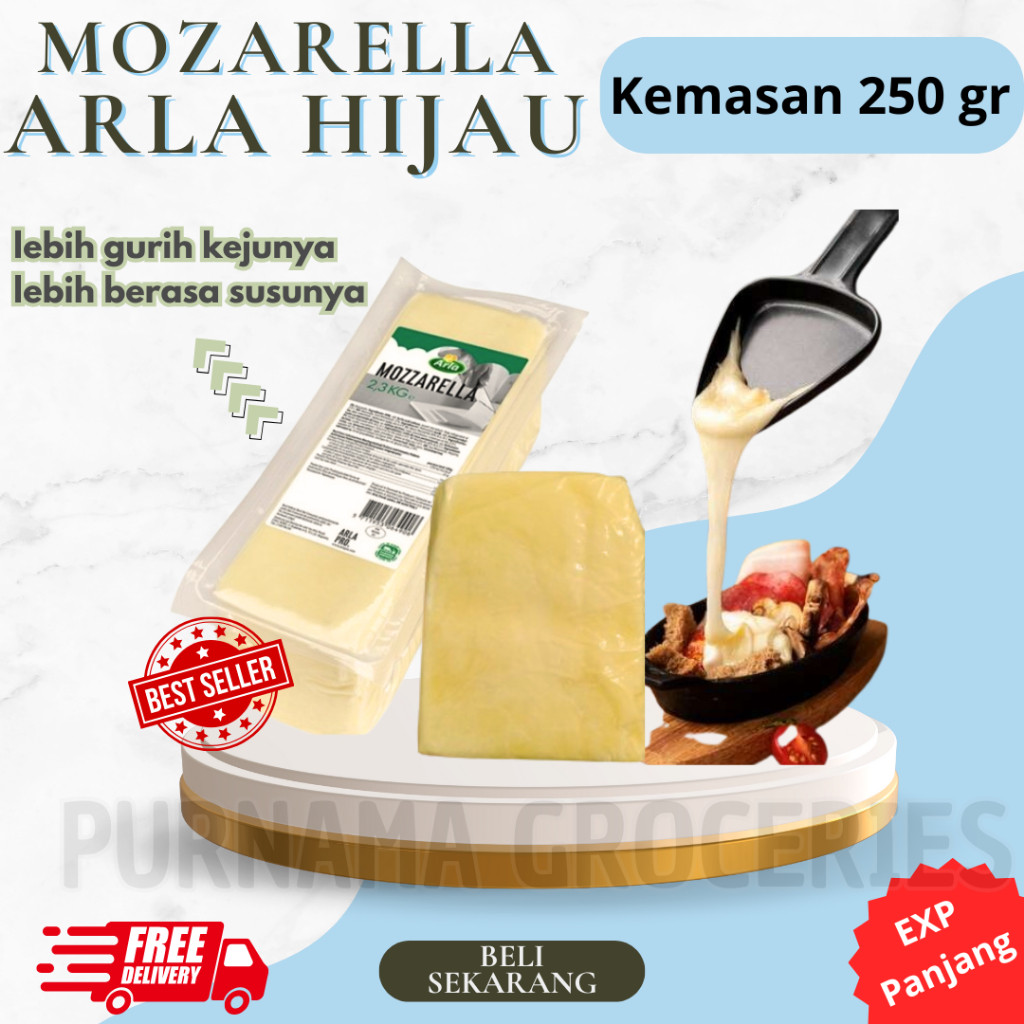 

Keju Mozarella Arla Hijau 250 Gram ( Premium ) Mulur Pizza Topping Cheese Mozarella