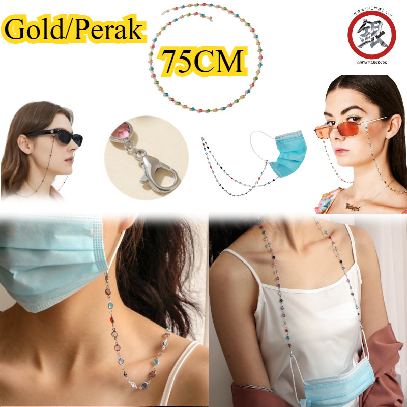 75CM Rantai Kacamata Berlian Berwarna/Tali Rantai Kacamata /Tali Kacamata Wanita Kalung/ Gantungan K