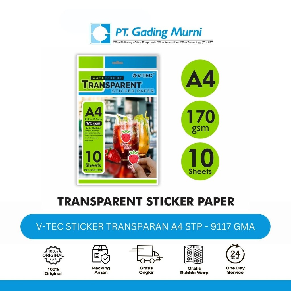 

V-TEC STICKER TRANSPARAN A4 STP - 9117 GMA