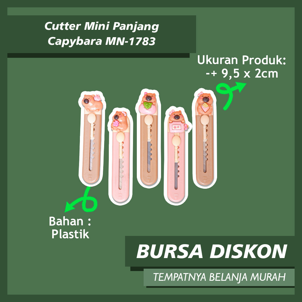 

Cutter Mini Panjang Capybara MN-1783 Pemotong Kardus Paket Kertas Lucu Small Kecil Pisau Cuter