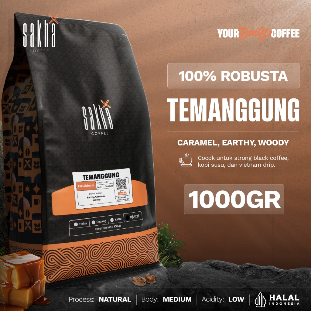 

TERLARIS Kopi Fine Robusta Temanggung 1Kg Coffee Roast Beans Espresso Biji Bubuk Roastery