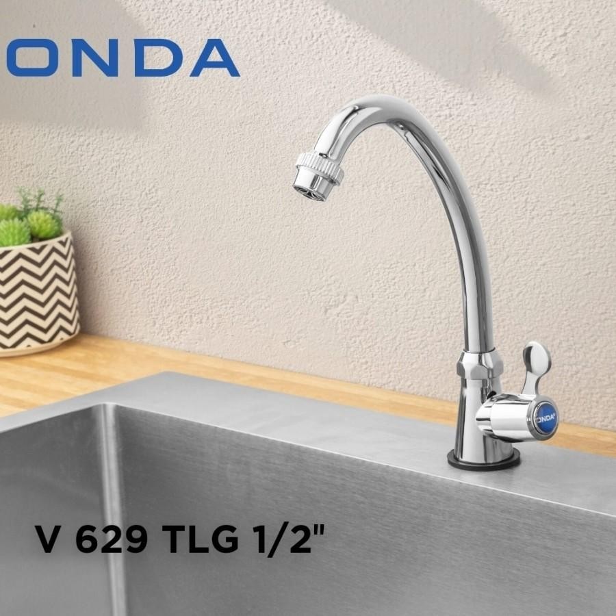 Kran Angsa ONDA V 629 TLG 1/2" inch / Keran Cuci Piring Dapur V629TLG Air Wastafel kuningan hitam kr