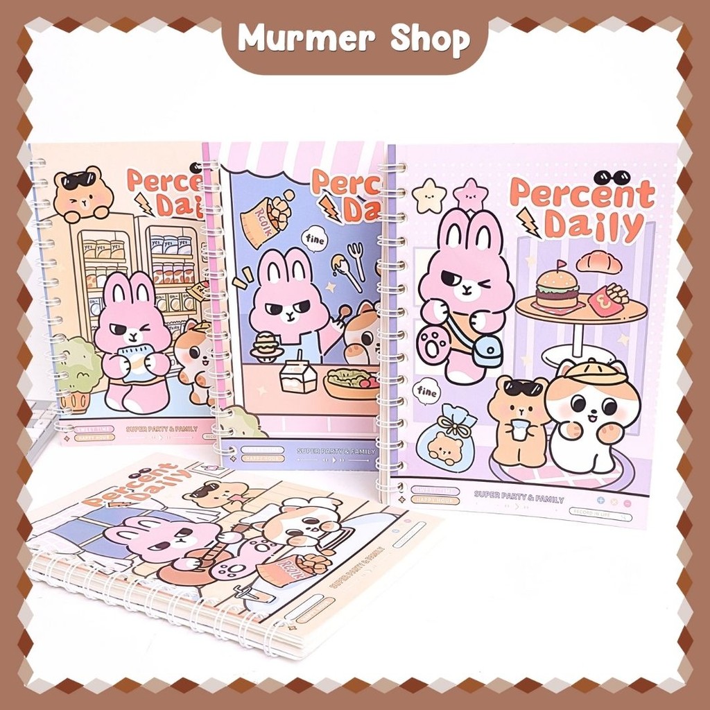 

Notebook Spiral BK-1871 Percent Daily A5 Diary Jurnal Harian Lucu Catatan Karakter Kelinci Lucu Animal Rabbit Buku