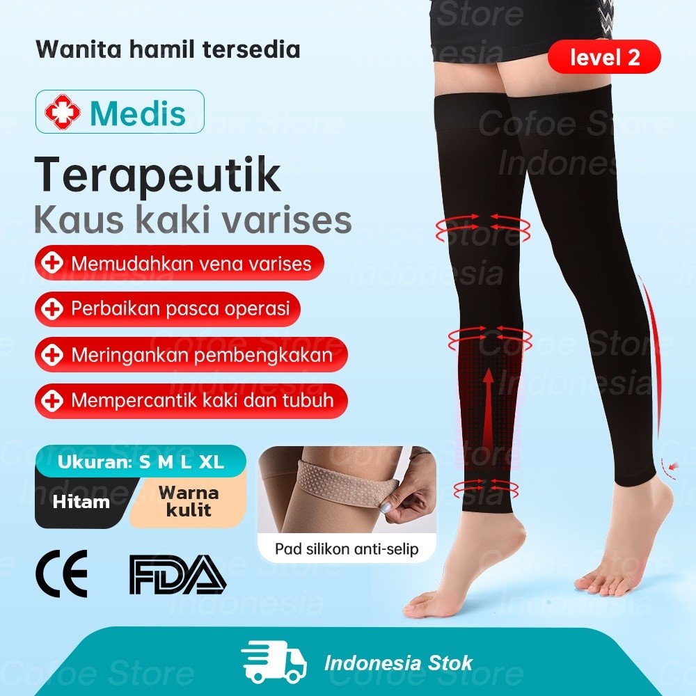 ABRISD Kaos Kaki Kompresi Varises Untuk Kaki Bengkak Wanita Pria Stocking Varises ccl2 Medical Compr