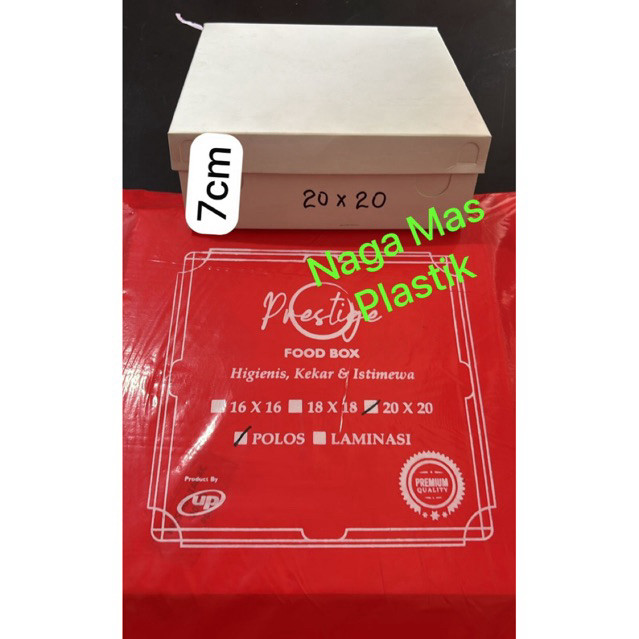 

Dus Nasi Polos Uk 18x18 / 20x20. Berat 400gram. 1 pak is 50 lbr.