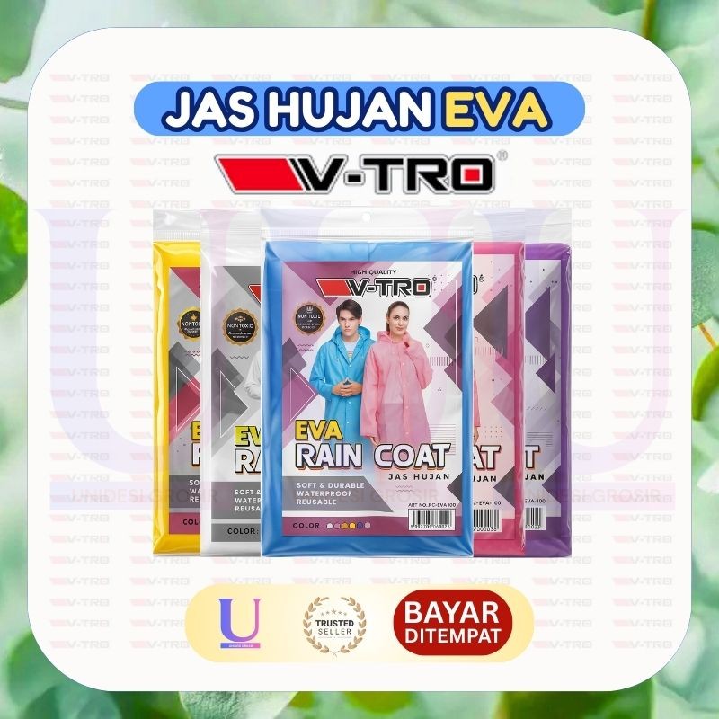 Jas Hujan EVA Raincoat Merk V-TRO [] Transparan Tebal Waterproof Unisex Korean Style []  UDSHOP