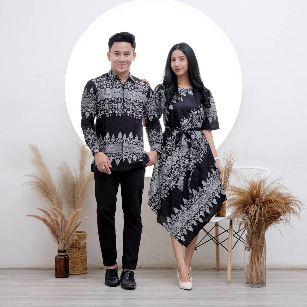 KEISHAN.ID - DRESS LANCIP ANJANI PUTIH & KEMEJA couple dress natal kondangan batik mewah bisa cod