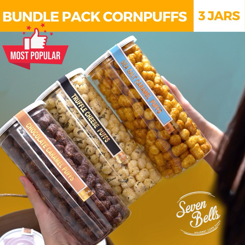 

BUNDLE PACK 3 JARS Seven Bells Gourmet Corn Puffs SevenBells