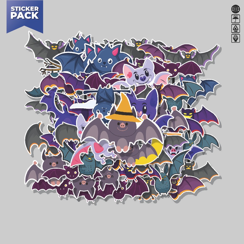 

[100PCS]Stiker Pack Stiker Hewan Kelelawar Aesthetic Vinyl Anti Air Dekorasi Sticker Laptop Buku Journal Koper Helm Casing HP Gitar Helm Skateboard
