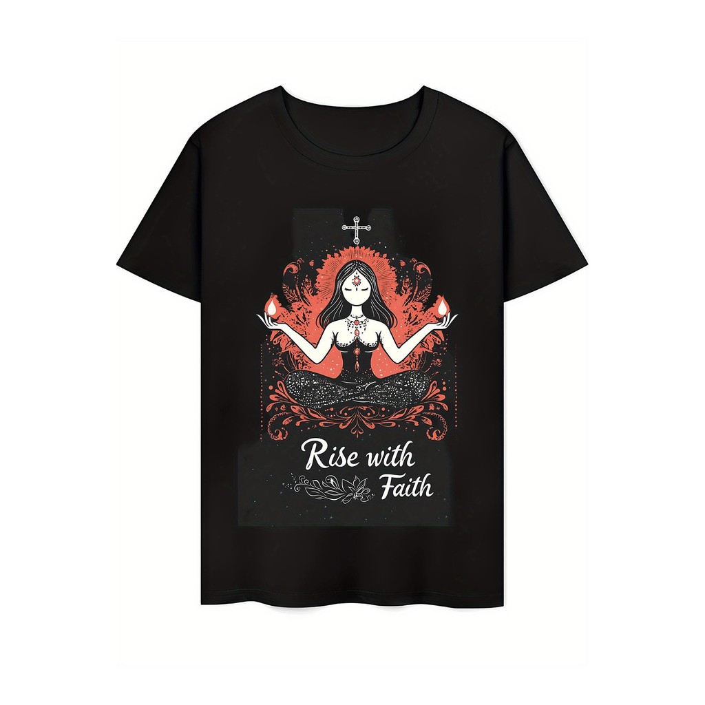 Kaos Pria Motif Spiritual - Kaos Hitam, Desain Spiritual, Gaya Casual