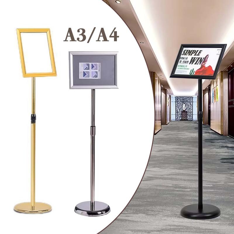 

Standing Sign Frame Floor Stainless Frame Display Stand Display Poster A3/a4 Promo Telescopic Standing Sign Frame 70-120cm