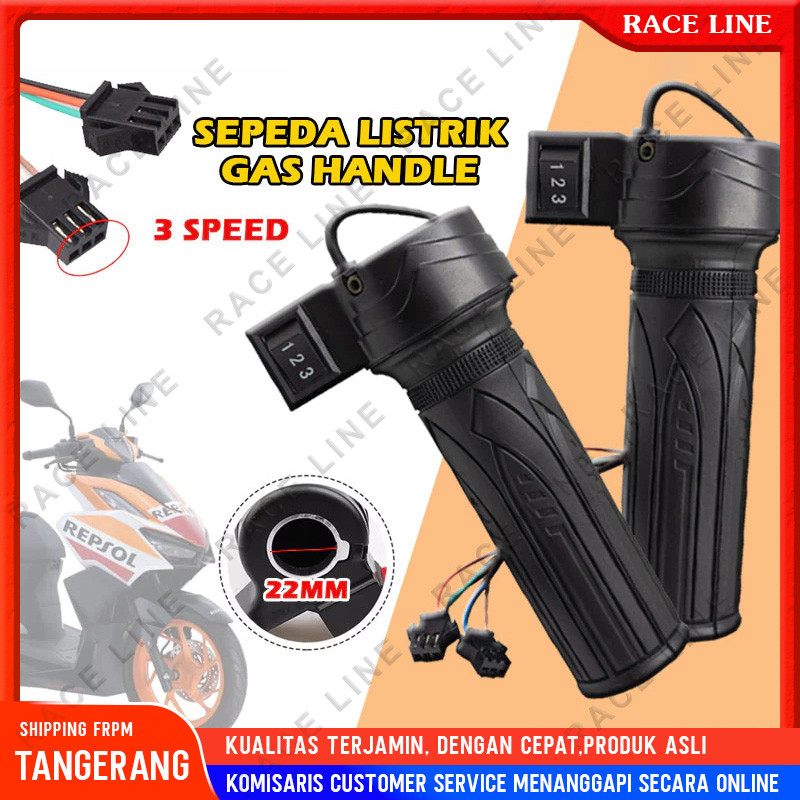 Grip Gas Sepeda Listrik 3 Speed 22mm Universal Handle Throttle Motor Listrik / Skuter / Sepeda Roda 
