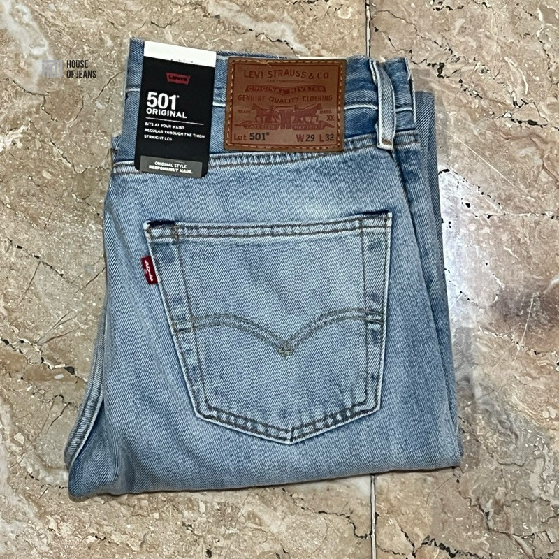 Celana Jeans Pria 501 Original Fit Light Blue 501-3346