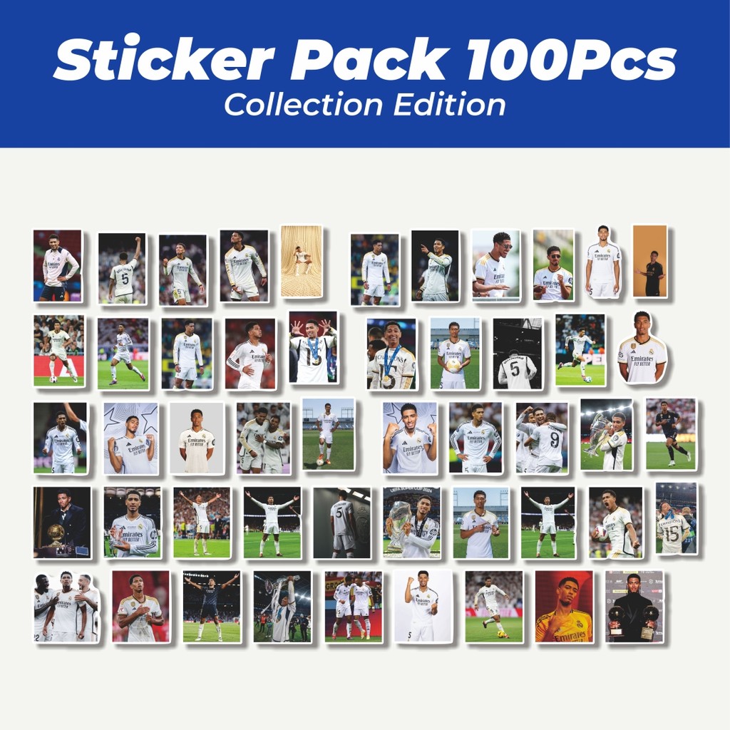 

Hot Stiker Sepak Bola RM Bellingham V Dekorasi Lucu Kreatif untuk Notebook, Skateboard, HP