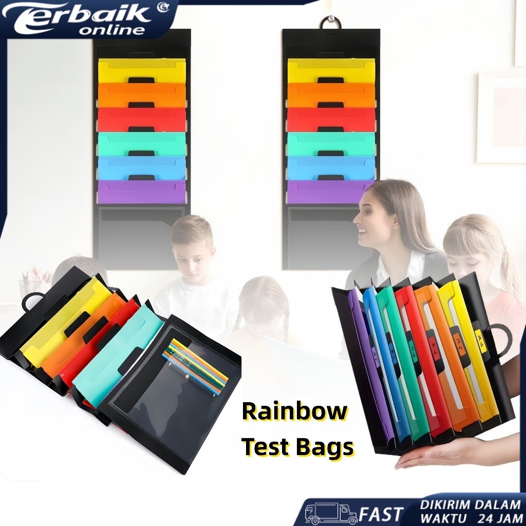 

LovelyCraftStore | Storage Bag File Bag Size A4, Paper Storage Multi-Layer Primary School Students Wall Hanging Homework Data With 6Pockets Colorful