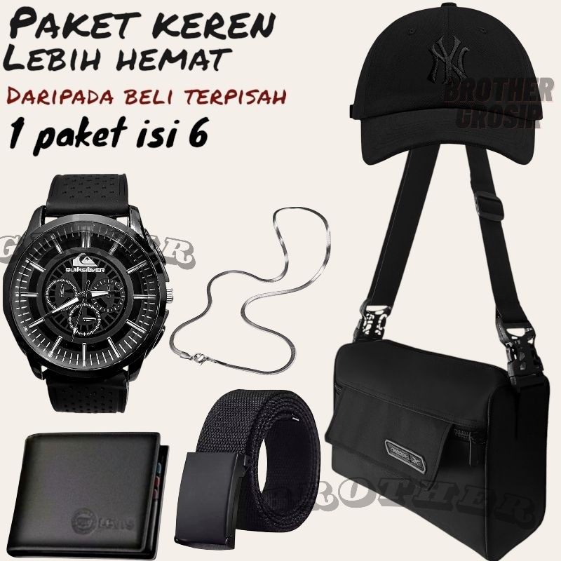 [𝗡𝗼𝘂𝗿𝗮] (Promo Paket Istimewa Pria Keren Combo Star Pria Terbaru ) 6 In 1/Jam Tangan Pria Keren Beli