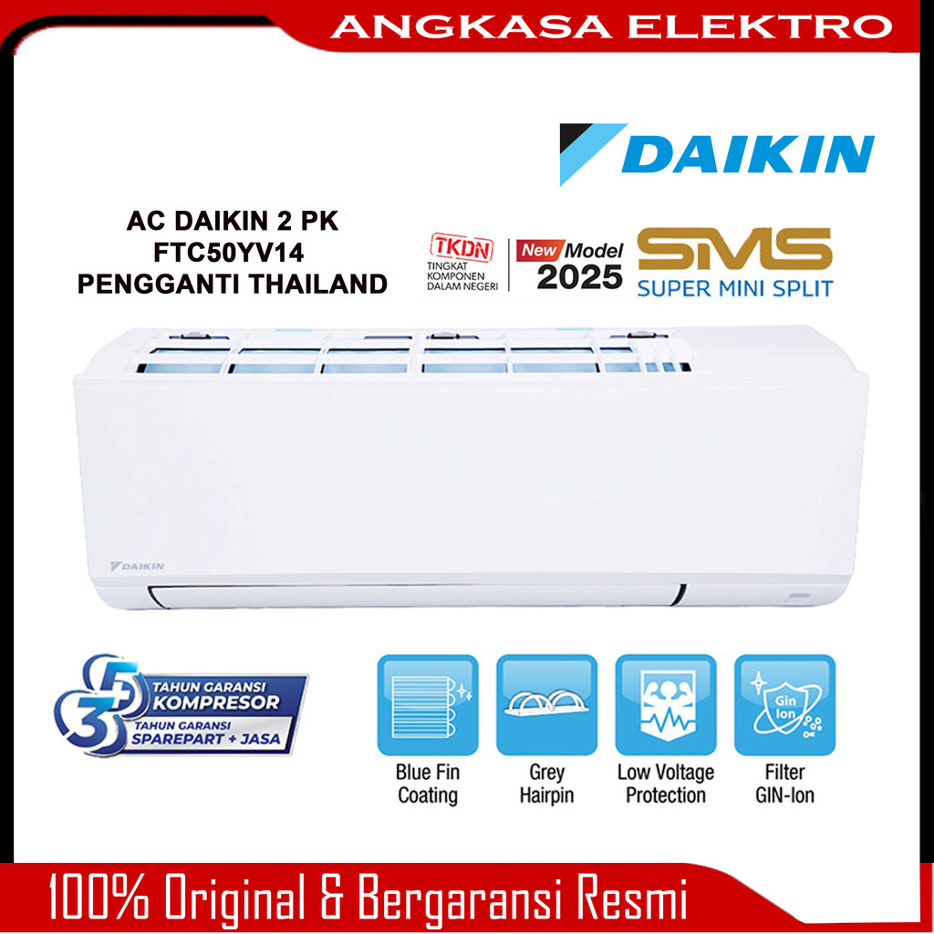 AC DAIKIN 2PK FTC50YV14 AC SPLIT 2 PK SUPER MINI SPLIT SERIES STANDARD - PENGGANTI THAILAND