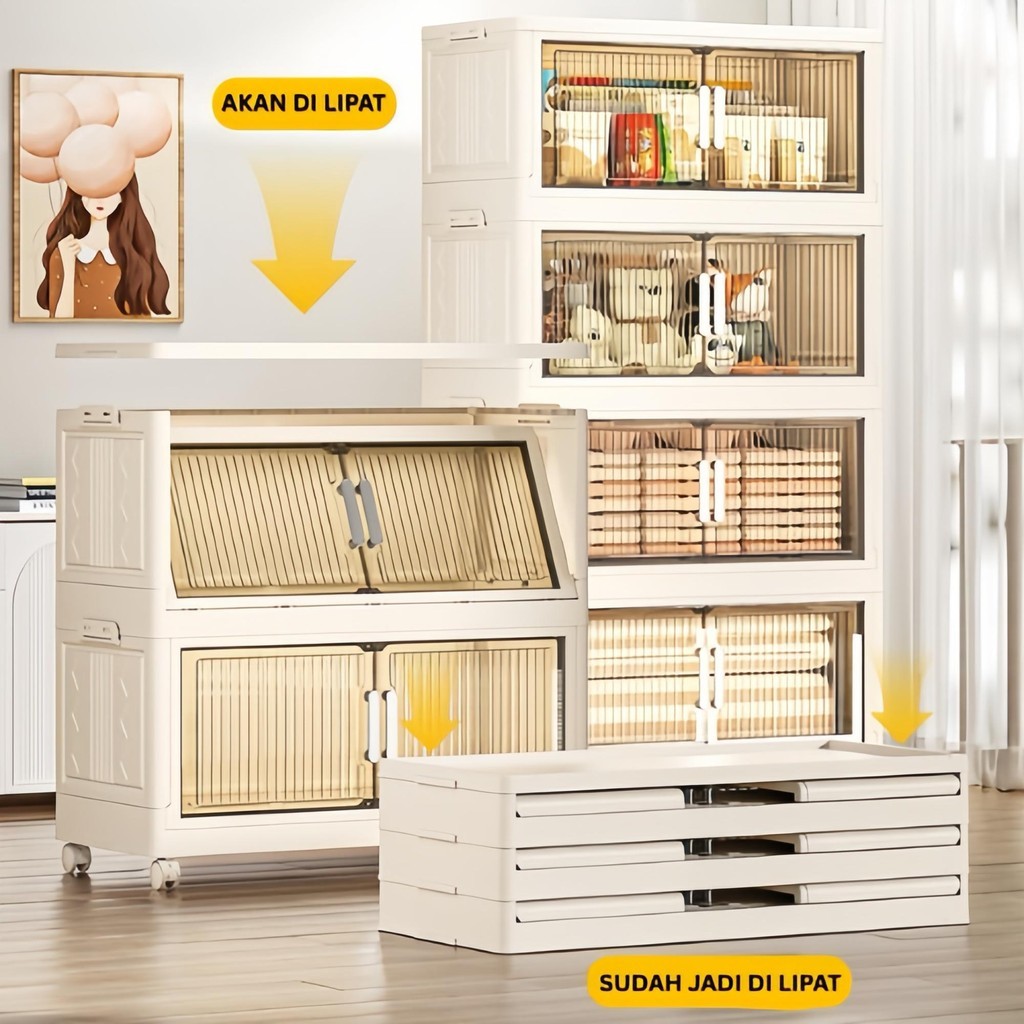 JF HOME Lemari Susun Plastik Serbaguna Minimalis Modern,lemari kosmetik dan pakaian sederhana
