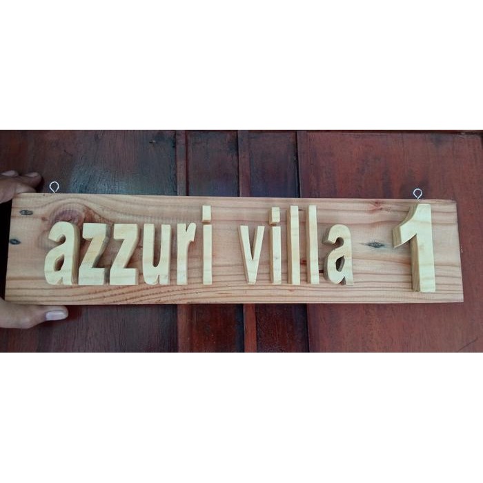plang papan nama rumah kayu huruf timbul