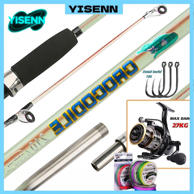 YISENN CAOCODILE Transparan Joran pancing 1 set Joran fiber solid 270cm/Joran Fiber Solid Drat