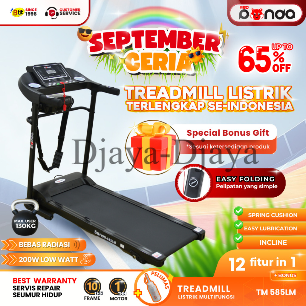 PromoTreadmill Elektrik REDPANDA 585LM Multifungsi Listrik Lipat Portable Low Watt Fitness Gym