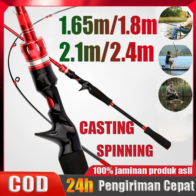 1.65m-2.4m  Spinning Baitcastiing Fishing Rod Max Drag 10kg Dengan Bahan Serat Joran Pancing Fishing