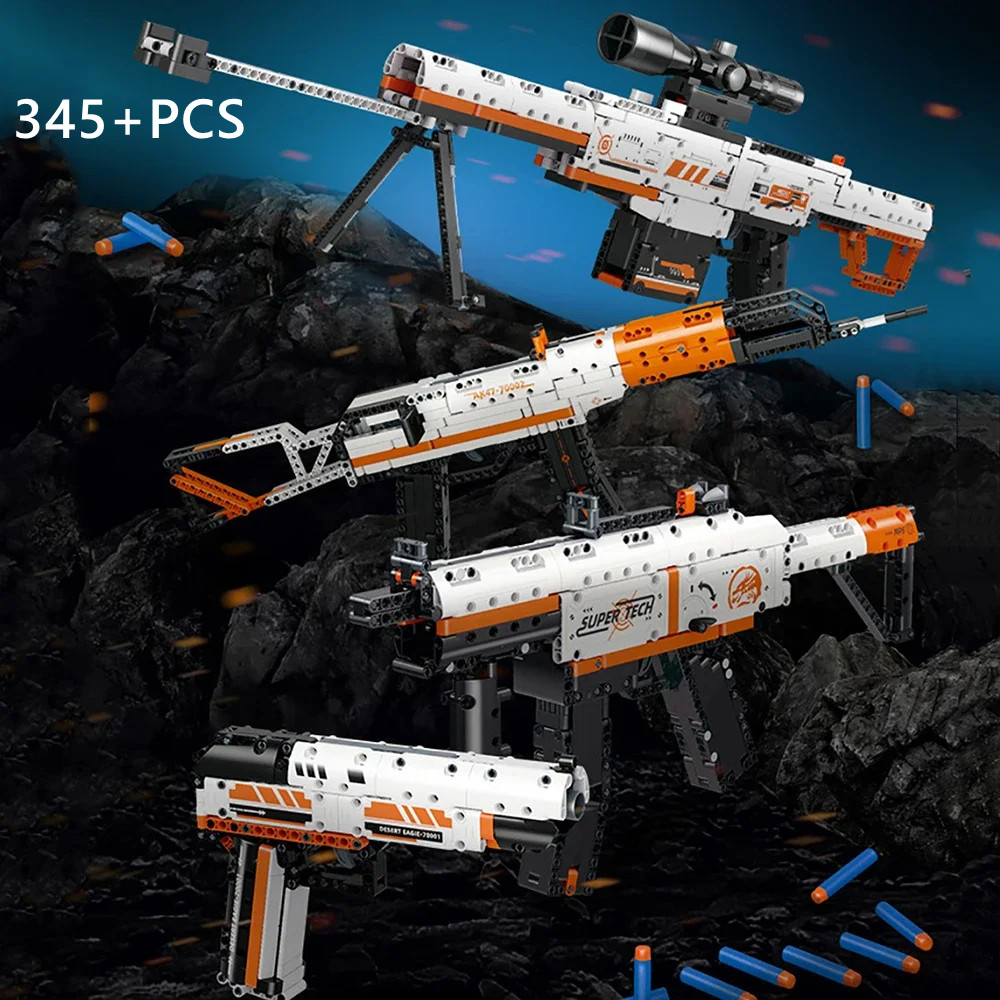Ak47 Rifle Barrett Sniper Gun MP5 Buig Blocks WW2 Military Tenical Weapon Bricks Toys for ildren Gif