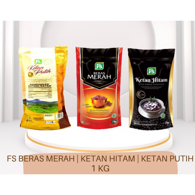Food Station Beras Ketan Putih | Beras Ketan Hitam | Beras Merah Premium Kemasan 1kg Terlaris