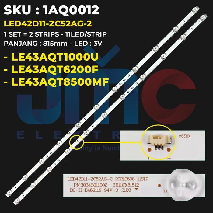 WP99 Backlight TV for 43 Inch LE43AQT6200F LE43AQT8500MF LE43AQT1000U 43AQT6200 43AQT8500 43AQT1000