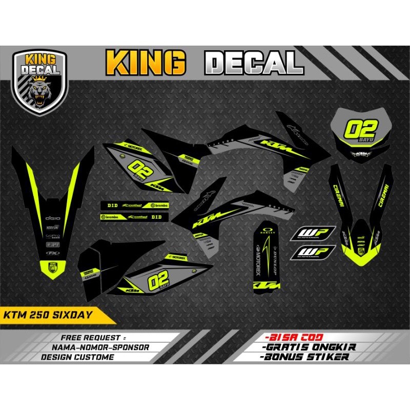 DEKAL / DECAL   KTM SIXDAY /KTM 250/KTM 85 FULL BODY CUSTOME
