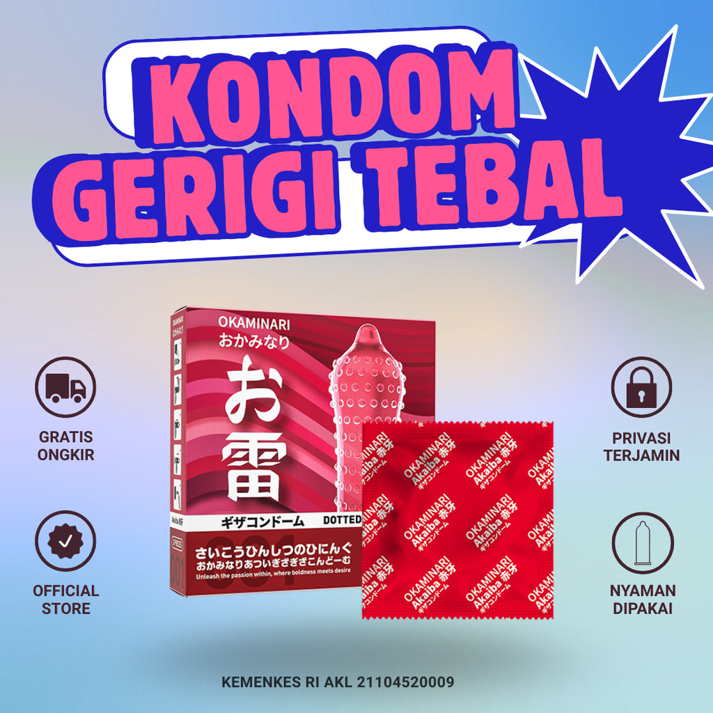 Okaminari Kondom Gerigi Tebal Tahan Lama Untuk Pria 1 Pcs