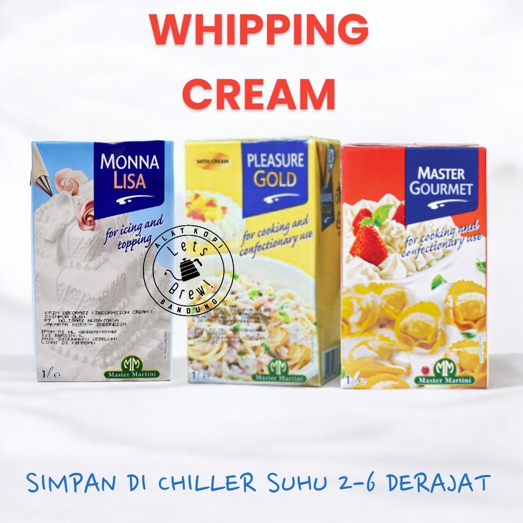 Whipping Cream Monalisa, Master Gourmet & Pleasure Gold/ whipping cream cair 1LT
