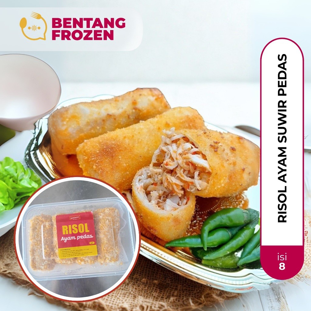 Risol Ayam Suwir Pedas Isi 8Pcs / Risoles Ayam Pedas