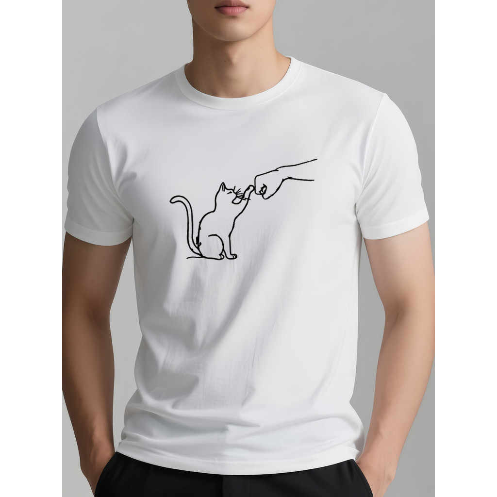 Kaos Grafis Pancing Putih Pria Besar & Tinggi - Poliester Bernapas, Dapat Dicuci dengan Mesin, Kaos 