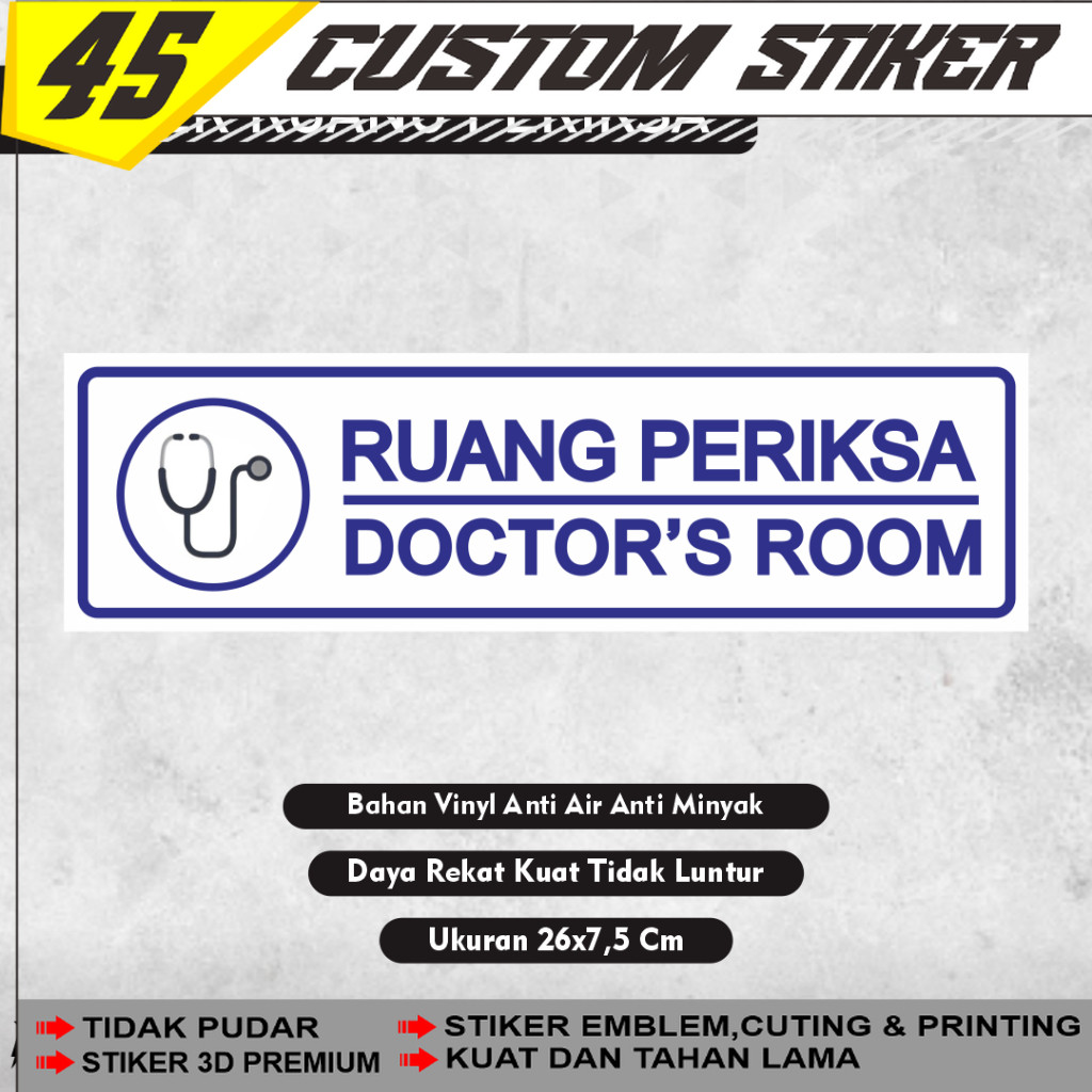 Stiker Ruang Periksa / Stiker Ruang Dokter / Stiker Doctor Room / Stiker Dokter / Stiker Klinik Pusk