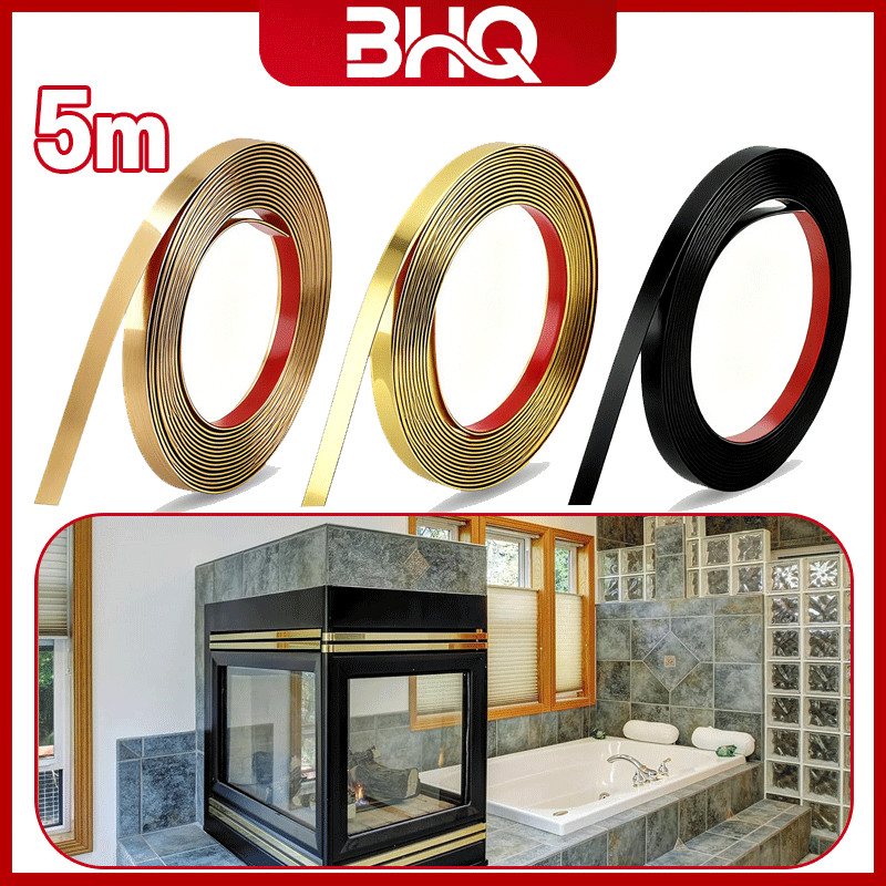 BHQ 5M List Plat Strip Mirror Gold Datar Stainless Gold Interior Dekorasi  List Plat Strip Mirror De