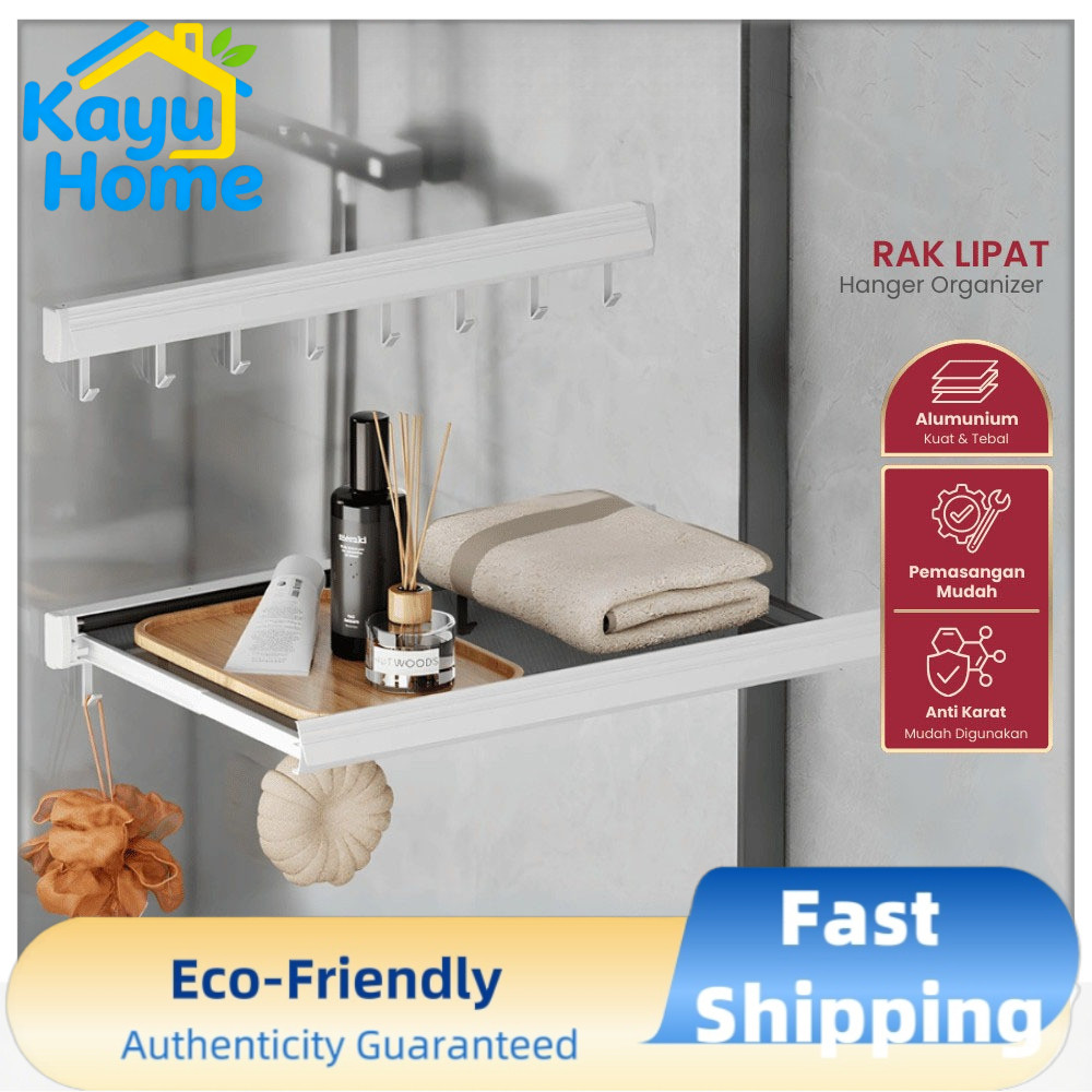 Kayu Home Tempat Jemuran Lipat Dinding Balkon Gantungan Baju Premium Folding Clothes Hanger Apartmen