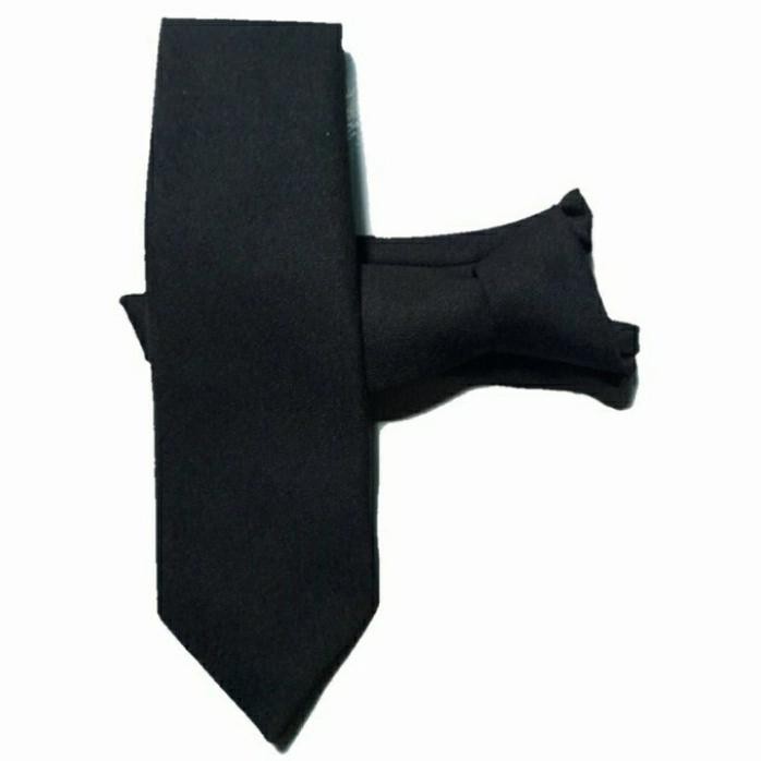 Dasi Hitam polos perepet/Dasi Ospek/Dasi Kantor / Dasi Wisuda (famatex)