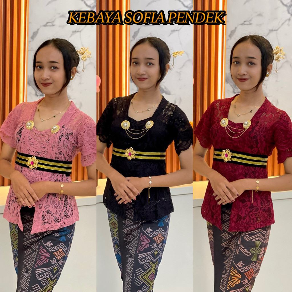 ( KEBAYA SAJA )KEBAYA SOFIA LENGAN PENDEK LILIT/atasan wanita/bahan melar/lengan pendek