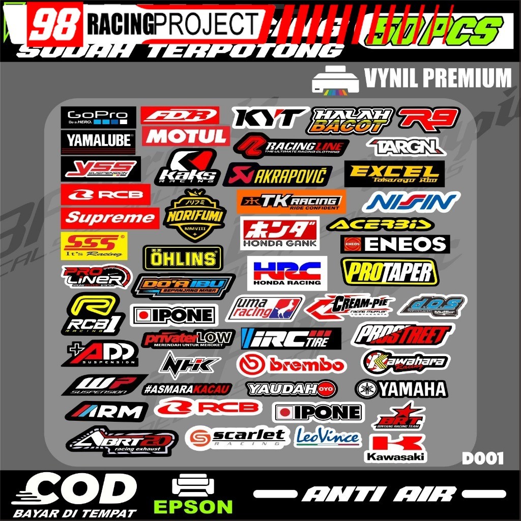 Stiker Pack Sudah Terpotong Stiker Racing Bengkel Balap Motor