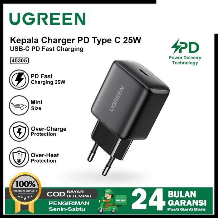 Ugreen Kepala Charger Samsung 25 watt PD Type C Super Fast Charging PPS PD 3.0 4.0
